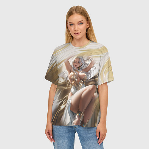 Женская футболка оверсайз Аниме блондинка с пышными формами / 3D-принт – фото 3