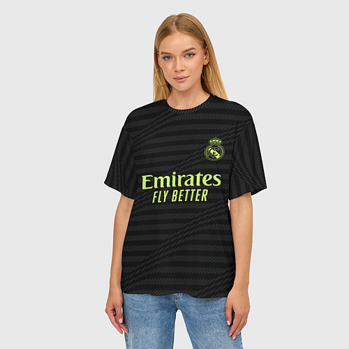 Женская футболка оверсайз Лука Модрич Реал Мадрид форма 2223 третья / 3D-принт – фото 3