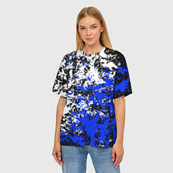 Футболка оверсайз женская Белая и синяя краска, цвет: 3D-принт — фото 2