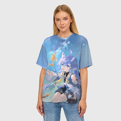 Женская футболка оверсайз Bailu Honkai / 3D-принт – фото 3