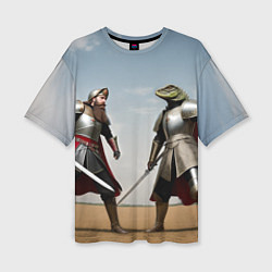 Женская футболка оверсайз Древний Рус против Ящера