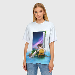 Футболка оверсайз женская Судзумэ закрывающая двери, цвет: 3D-принт — фото 2