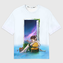 Футболка оверсайз женская Судзумэ закрывающая двери, цвет: 3D-принт