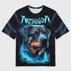 Футболка оверсайз женская Rottweiler and lightnings, цвет: 3D-принт
