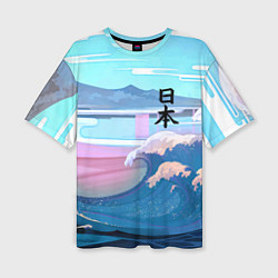 Женская футболка оверсайз Japan - landscape - waves