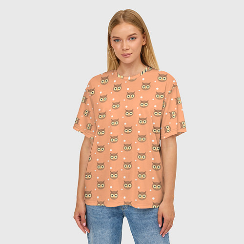Женская футболка оверсайз Паттерн милой совы / 3D-принт – фото 3