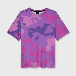 Женская футболка оверсайз Фиолетовый камуфляж