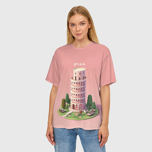 Женская футболка оверсайз Pisa Isometric / 3D-принт – фото 3