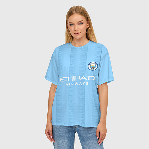 Женская футболка оверсайз Джек Грилиш Манчестер Сити форма 2324 домашняя / 3D-принт – фото 3
