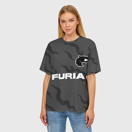 Женская футболка оверсайз Форма Furia / 3D-принт – фото 3