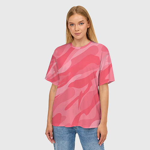 Женская футболка оверсайз Pink military / 3D-принт – фото 3
