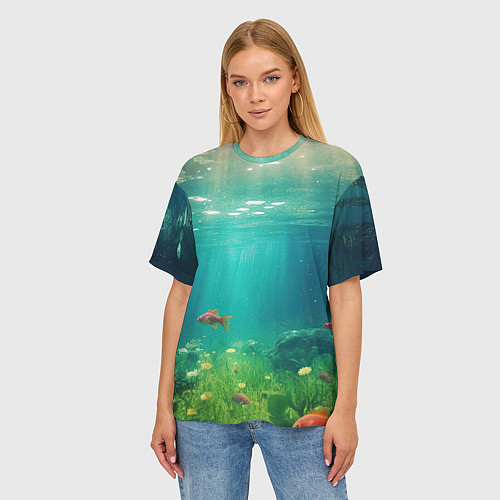 Женская футболка оверсайз Подводный мир / 3D-принт – фото 3