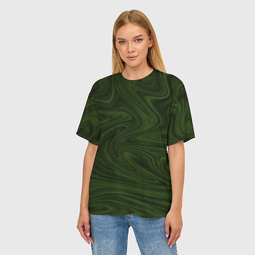 Женская футболка оверсайз Зеленое размытие абстракция / 3D-принт – фото 3