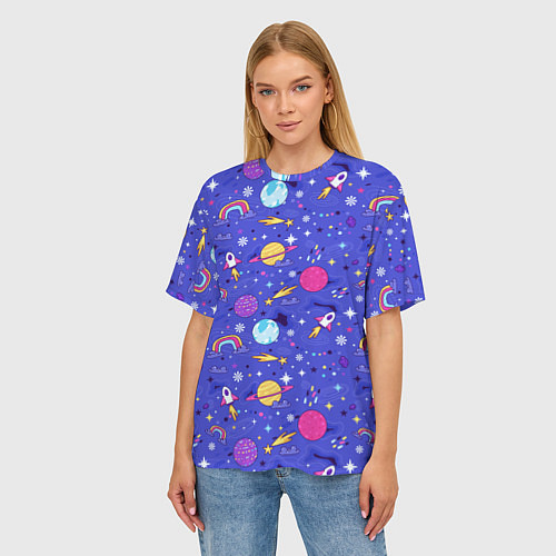 Женская футболка оверсайз Планеты и кометы / 3D-принт – фото 3