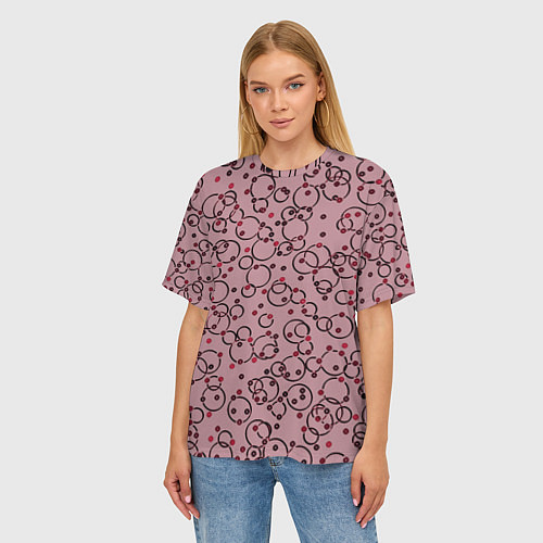 Женская футболка оверсайз Абстракция круги розовый / 3D-принт – фото 3