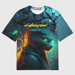 Футболка оверсайз женская Сyberpunk 2077 phantom liberty cat, цвет: 3D-принт
