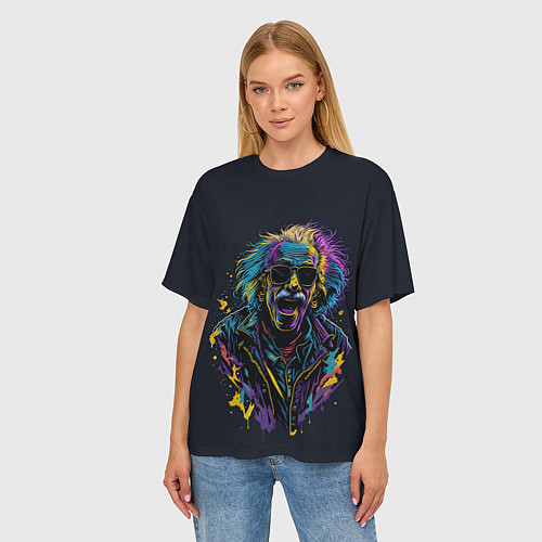 Женская футболка оверсайз Альберт Эйнштейн от нейросети / 3D-принт – фото 3