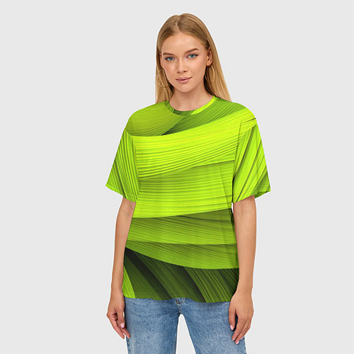 Женская футболка оверсайз Зеленый абстрактный фон / 3D-принт – фото 3