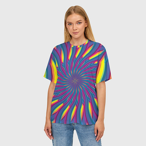 Женская футболка оверсайз Оптическая иллюзия веер / 3D-принт – фото 3