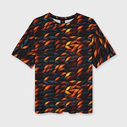 Женская футболка оверсайз Black orange texture