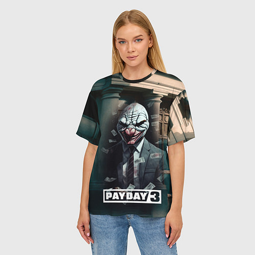 Женская футболка оверсайз Payday 3 mask / 3D-принт – фото 3