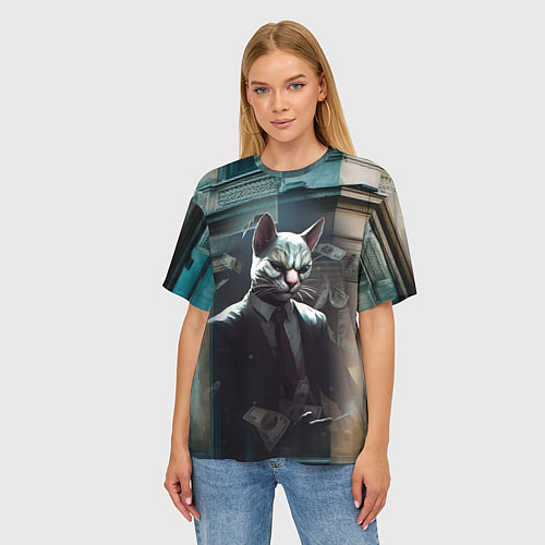 Женская футболка оверсайз Payday 3 cat bank / 3D-принт – фото 3