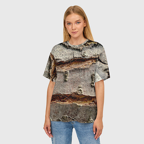 Женская футболка оверсайз Деревянный разлом / 3D-принт – фото 3