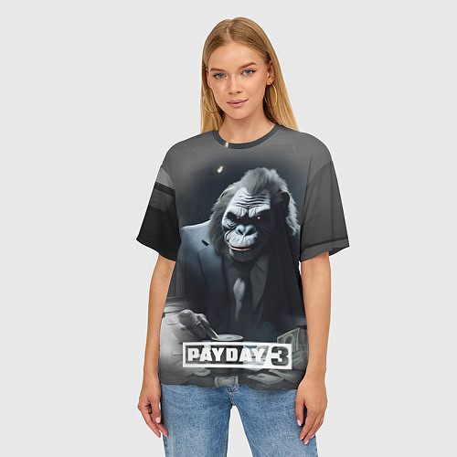 Женская футболка оверсайз Payday 3 big gorilla / 3D-принт – фото 3