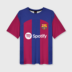 Футболка оверсайз женская ФК Барселона форма 2324 домашняя, цвет: 3D-принт