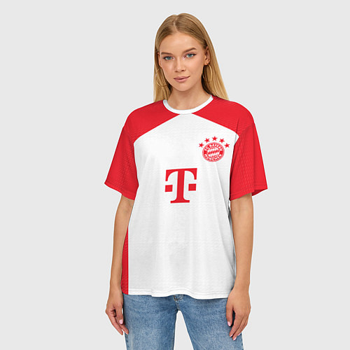 Женская футболка оверсайз Садио Мане Бавария Мюнхен форма 2324 домашняя / 3D-принт – фото 3