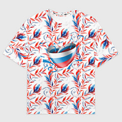 Женская футболка оверсайз Сердце Россия