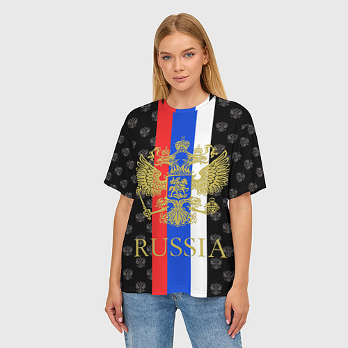 Женская футболка оверсайз Russia / 3D-принт – фото 3