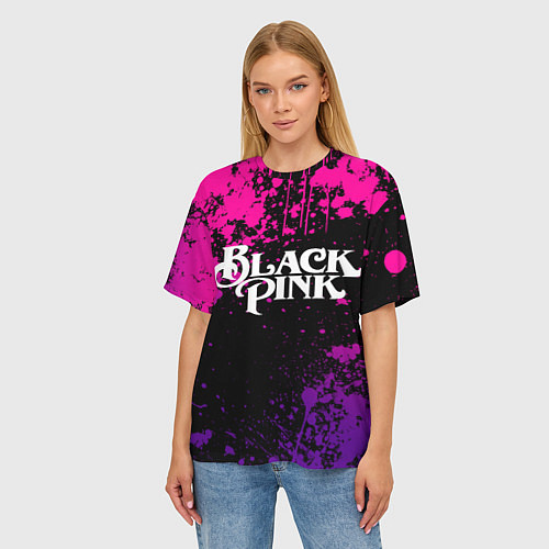Женская футболка оверсайз Blackpink - neon / 3D-принт – фото 3