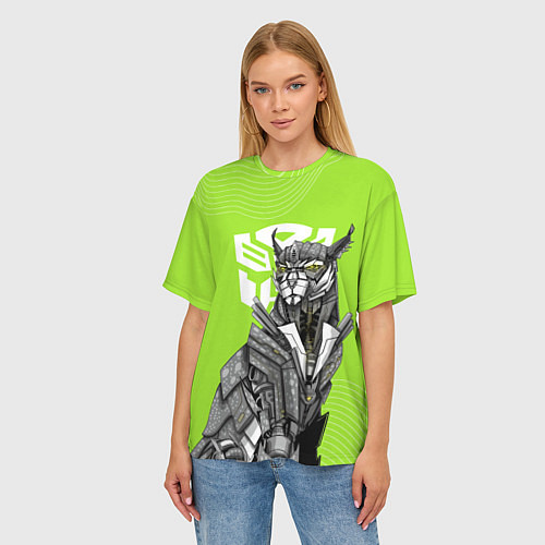Женская футболка оверсайз Читор и лого фильма Трансформеры / 3D-принт – фото 3