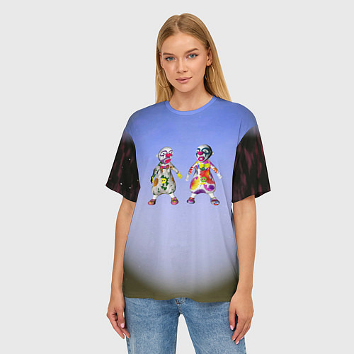 Женская футболка оверсайз Два чудаковатых клоуна / 3D-принт – фото 3
