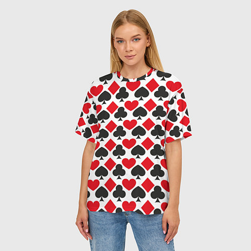 Женская футболка оверсайз Масти карточные - символика / 3D-принт – фото 3