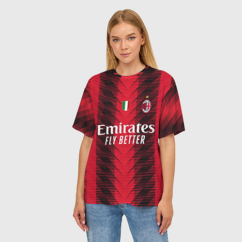 Женская футболка оверсайз Златан Ибрагимович Милан форма 2324 домашняя / 3D-принт – фото 3