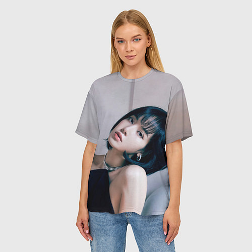 Женская футболка оверсайз Lisa Blackpink / 3D-принт – фото 3