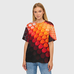 Футболка оверсайз женская Hexagon orange, цвет: 3D-принт — фото 2