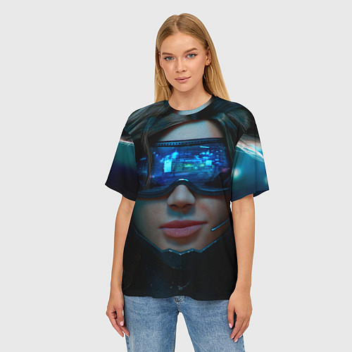 Женская футболка оверсайз Cybergirl / 3D-принт – фото 3