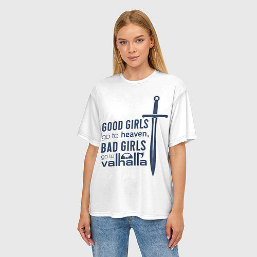 Женская футболка оверсайз Плохие девочки попадают в Вальхаллу / 3D-принт – фото 3