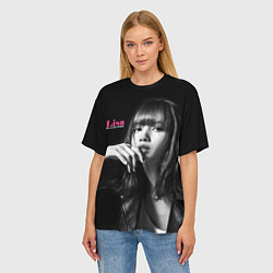 Футболка оверсайз женская Blackpink Lisa in leather jacket, цвет: 3D-принт — фото 2