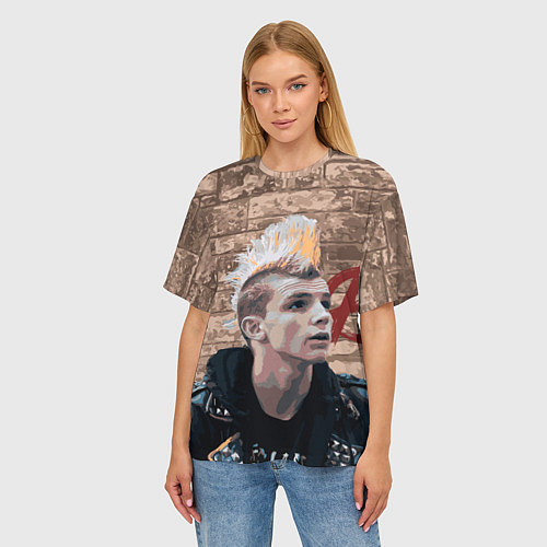 Женская футболка оверсайз Молодой панк / 3D-принт – фото 3