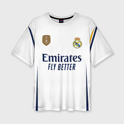 Футболка оверсайз женская Лука Модрич Реал Мадрид форма 2324 домашняя, цвет: 3D-принт