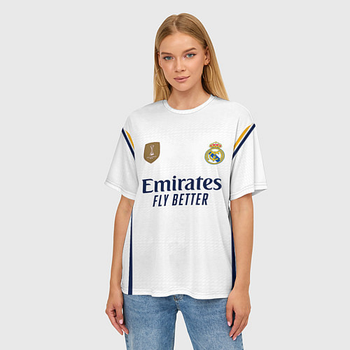 Женская футболка оверсайз Родриго Реал Мадрид форма 2324 домашняя / 3D-принт – фото 3