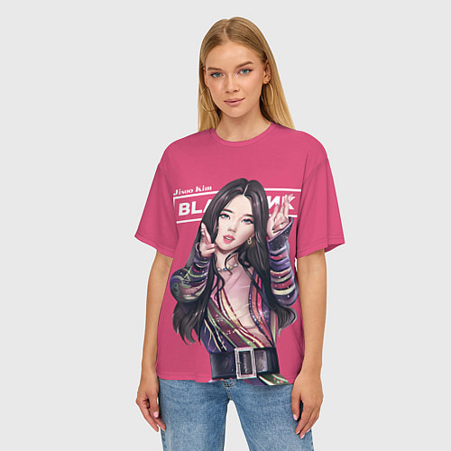 Женская футболка оверсайз Blackpink Jisoo art / 3D-принт – фото 3