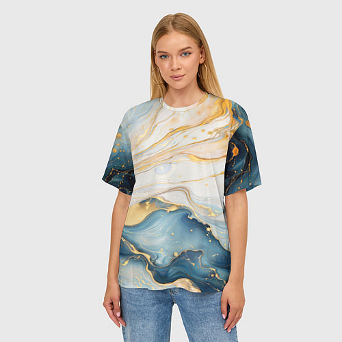 Женская футболка оверсайз Мраморная абстракция / 3D-принт – фото 3