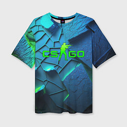 Женская футболка оверсайз CS GO blue green style