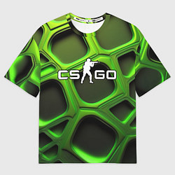 Футболка оверсайз женская CS GO объемные зеленые соты, цвет: 3D-принт
