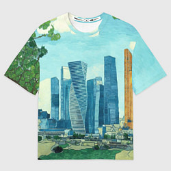 Футболка оверсайз женская Москва-сити Ван Гог, цвет: 3D-принт